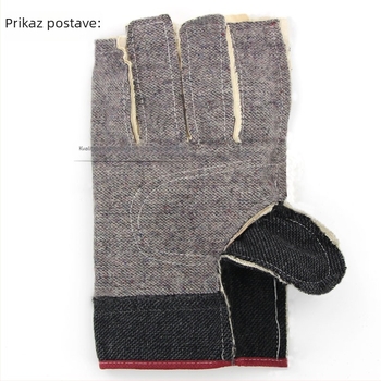 Zaštitne rukavice za zavarivanje od debelog platna, kožna dlan s dvostrukim slojem, potpuno podstavljene, duljina oko 24,5 cm