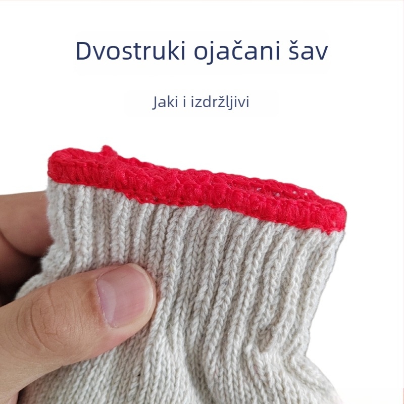 Bijele pletene rukavice od pamuka sa 7 niti, 1000 g, protuklizne, otporne na habanje, za rukovanje hardverom