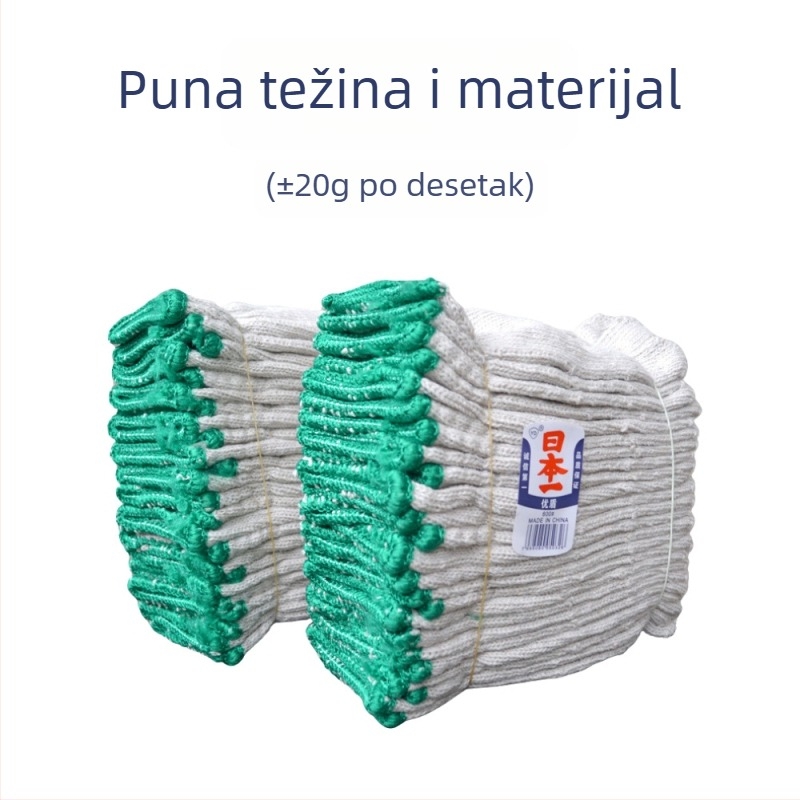 Bijele pletene rukavice od pamuka sa 7 niti, 1000 g, protuklizne, otporne na habanje, za rukovanje hardverom