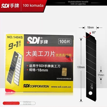 Oštrice za univerzalni nož model 1404S, ugljično čelika, za rezanje tapeta, pakiranje: 10 komada po maloj kutiji, 240 kutija u kartonu