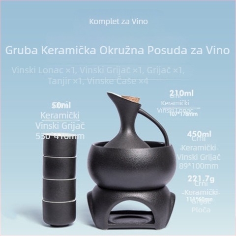 Porcelanska posuda za zagrijavanje vina, kineskog stila, set za zagrijavanje vina, premium kvalitete, s tiskanim logom