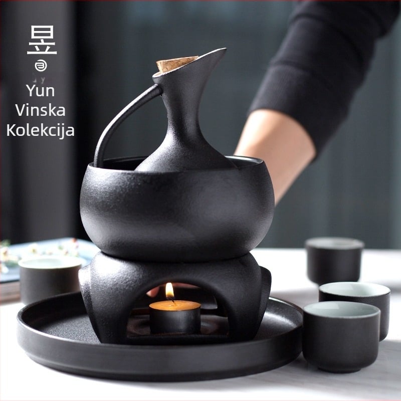 Porcelanska posuda za zagrijavanje vina, kineskog stila, set za zagrijavanje vina, premium kvalitete, s tiskanim logom