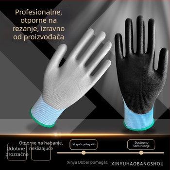 Rukavice protiv rezanja s 18-gauge ultra-tankim čeličnom vlaknom, osjetljivim na dodir, PU protuklizne, otporne na habanje, za elektroniku i precizne radove