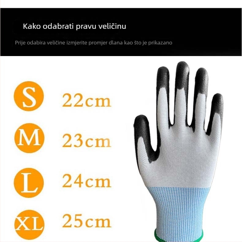 Rukavice protiv rezanja s 18-gauge ultra-tankim čeličnom vlaknom, osjetljivim na dodir, PU protuklizne, otporne na habanje, za elektroniku i precizne radove