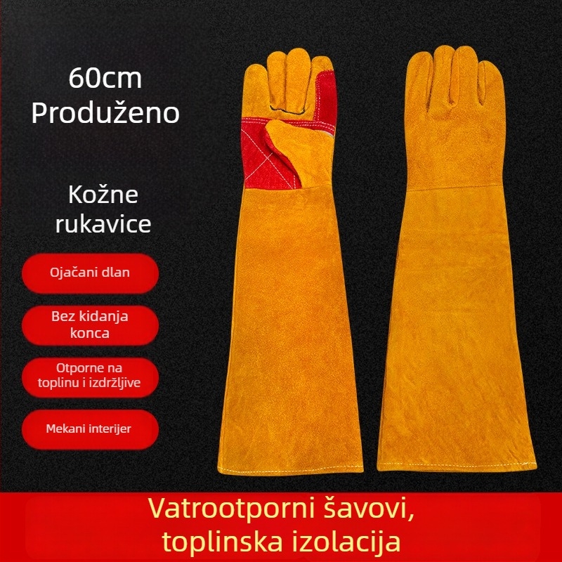 60 cm produžene zavarivačke rukavice, toplinska izolacija, zaštita od opeklina, zaštita od ugriza i ogrebotina kućnih ljubimaca, radne rukavice