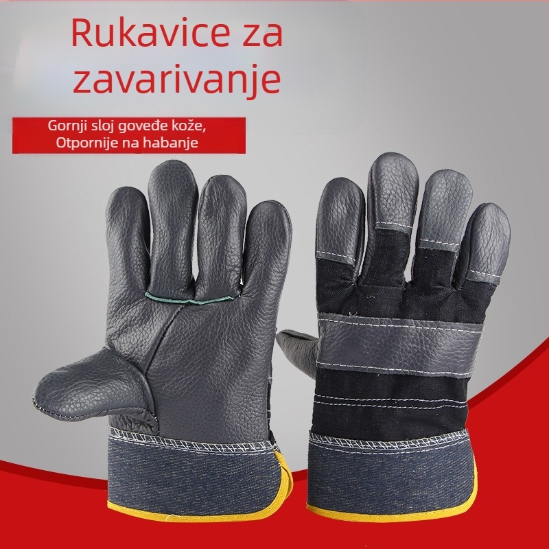 Rukavice za zavarivanje od kože goveda, zaštitne radne rukavice, otporne na habanje, udobne, izdržljive i otporne na visoke temperature