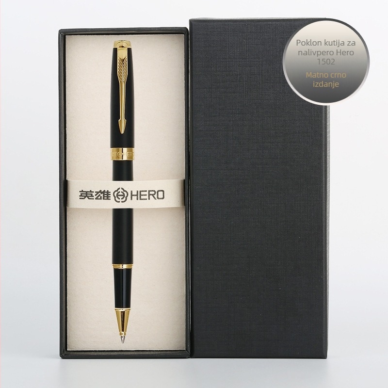 HERO metalno pero za pisanje u kompletu, vrh 0,5 mm, konverzijski sustav tinta, poklon kutija, otisnut logo
