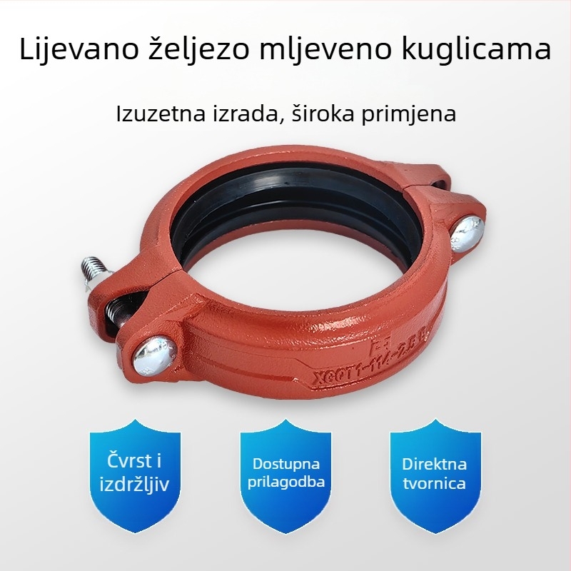DN114 žljebasti čelični držač cijevi za protupožarne vodovodne instalacije, lijevano željezo