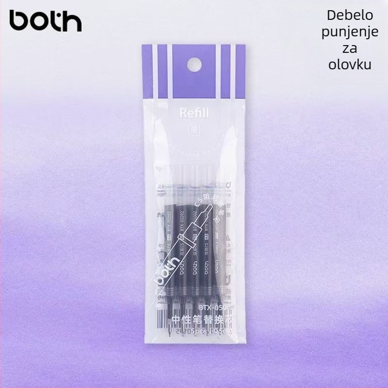 BOTH patrone za kemijsku olovku s gumbom, crna, 0,5 mm, dvostruko kuglična olovka, velika kapaciteta