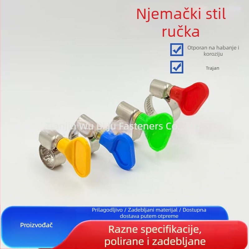 Cijevna stezaljka s ručkom u njemačkom i američkom stilu; ručka od nehrđajućeg čelika i plastike