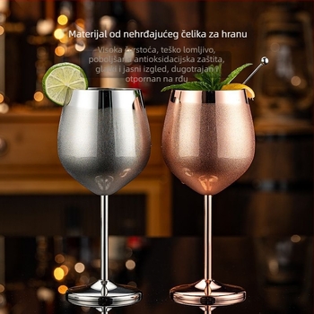 Čaša za vino od 304 nehrđajućeg čelika; moderan minimalistički stil; prilagođena obrada; tiskanje logotipa; jednobojni uzorak
