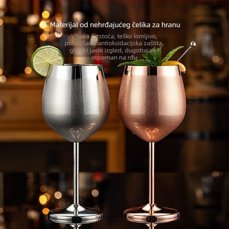 Čaša za vino od 304 nehrđajućeg čelika; moderan minimalistički stil; prilagođena obrada; tiskanje logotipa; jednobojni uzorak