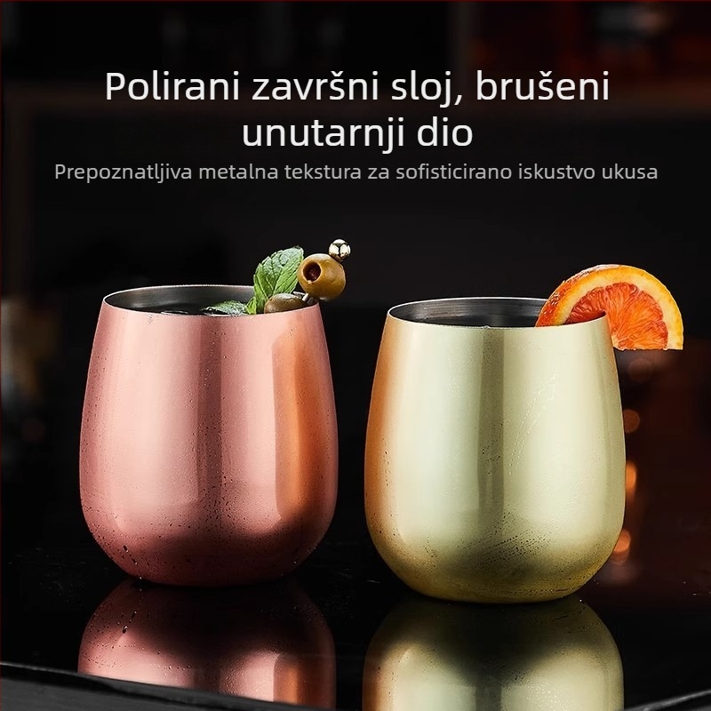 Čaša za vino od 304 nehrđajućeg čelika; moderan minimalistički stil; prilagođena obrada; tiskanje logotipa; jednobojni uzorak