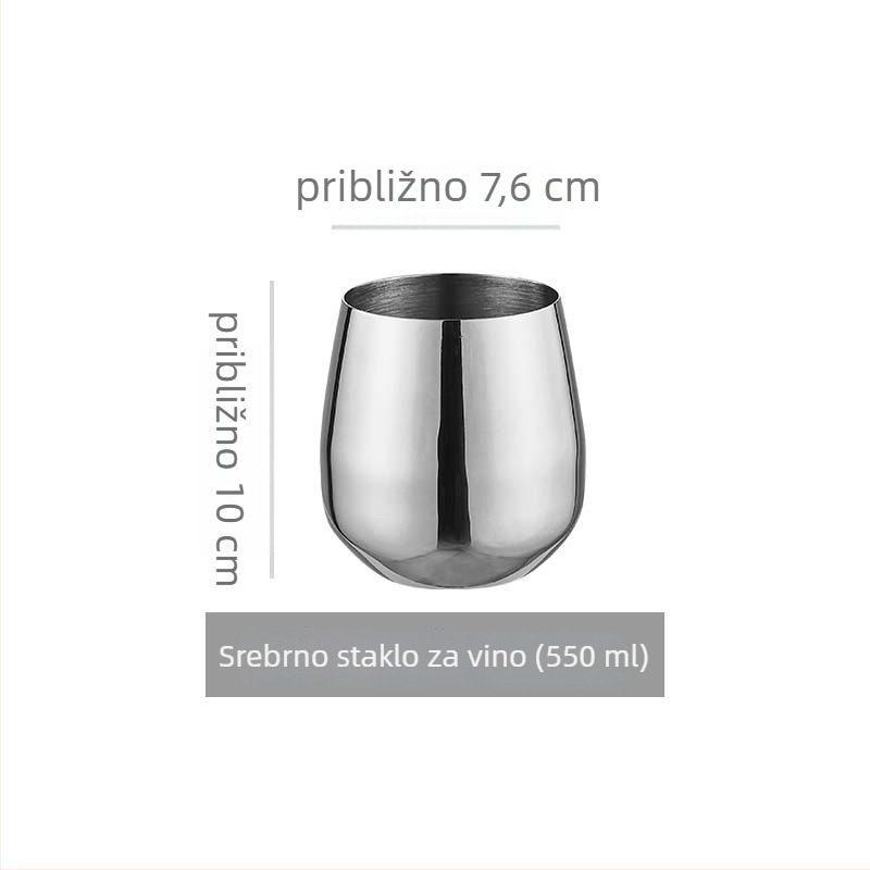 Čaša za vino od 304 nehrđajućeg čelika; moderan minimalistički stil; prilagođena obrada; tiskanje logotipa; jednobojni uzorak