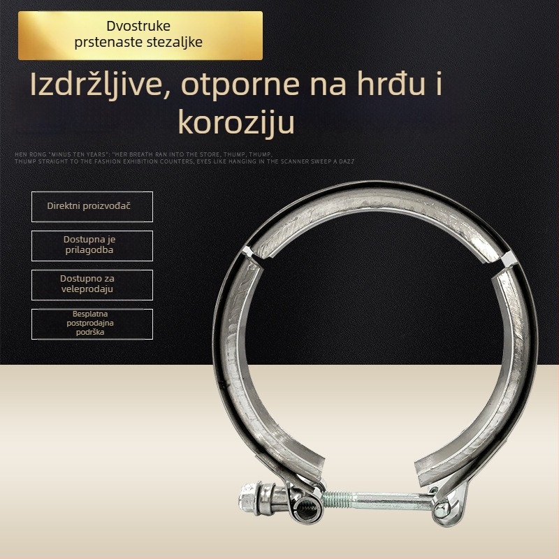 201 nehrđajući čelik crijevna stezaljka s dvostrukim prstenom, velika američkog stila cijevna stezaljka za vodovodne i plinske cijevi