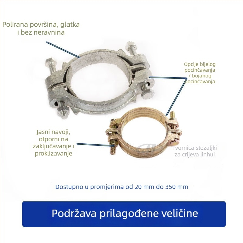 Teška lijevano željezna stezaljka za cijevi, galvanizirana, otporna na visoke temperature, pomorska visokotlačna stezaljka, SL dvostruka spirala cijevnog snopa