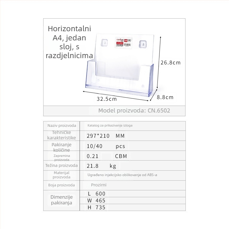 Kaboss akrilni stolni stalak za prikaz – višeslojni stalak za kataloge i brošure