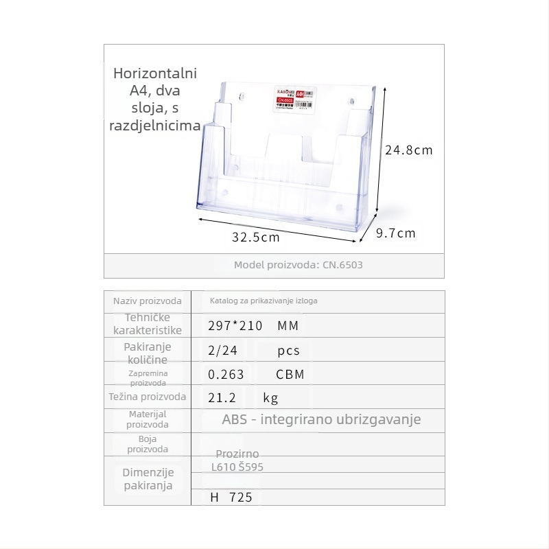 Kaboss akrilni stolni stalak za prikaz – višeslojni stalak za kataloge i brošure