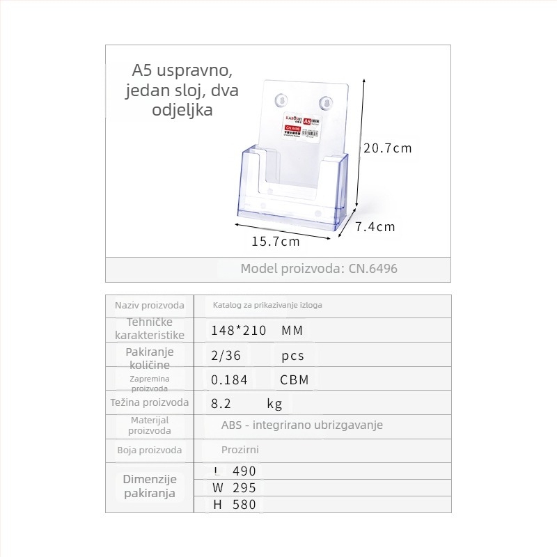 Kaboss akrilni stolni stalak za prikaz – višeslojni stalak za kataloge i brošure