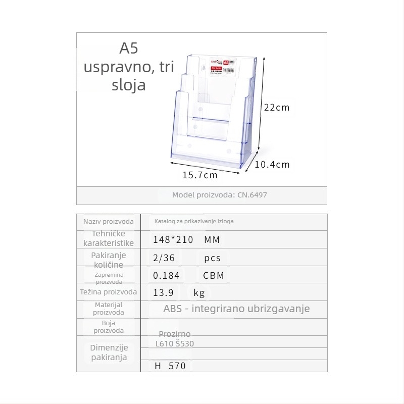 Kaboss akrilni stolni stalak za prikaz – višeslojni stalak za kataloge i brošure