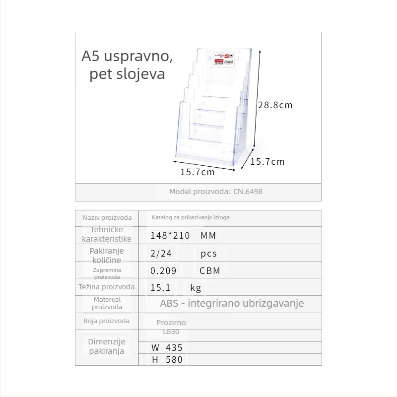 Kaboss akrilni stolni stalak za prikaz – višeslojni stalak za kataloge i brošure