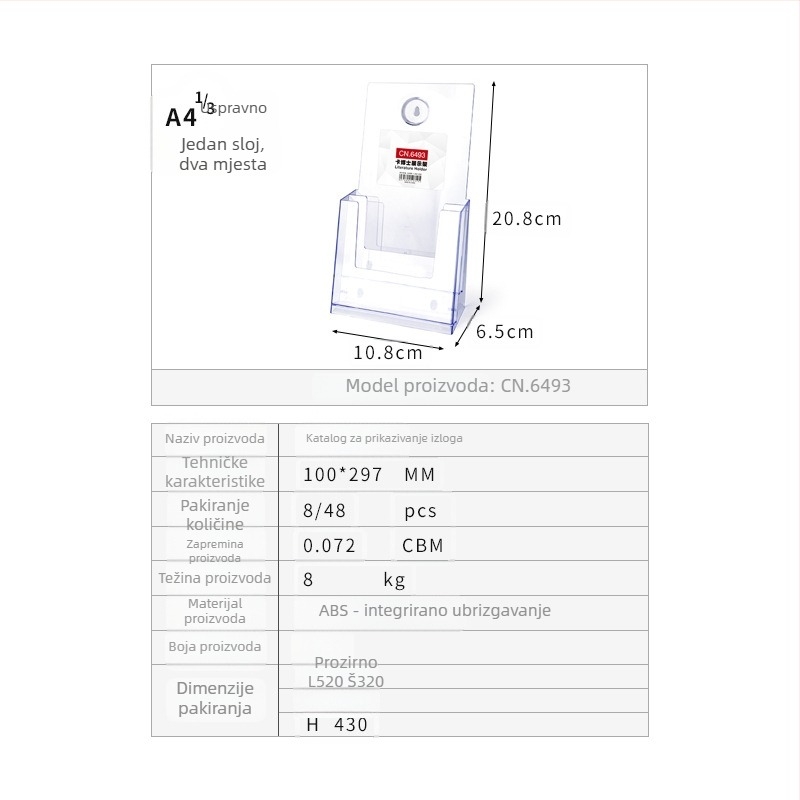 Kaboss akrilni stolni stalak za prikaz – višeslojni stalak za kataloge i brošure