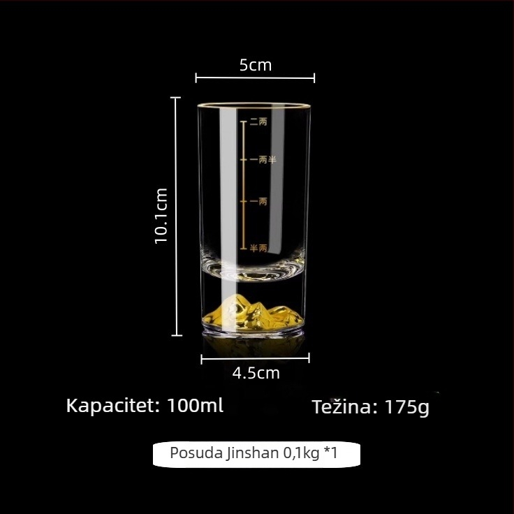 Čaša za alkoholna pića sa skalom, stakleni materijal, moderni minimalistički stil, prilagodljiva, težina 175 g