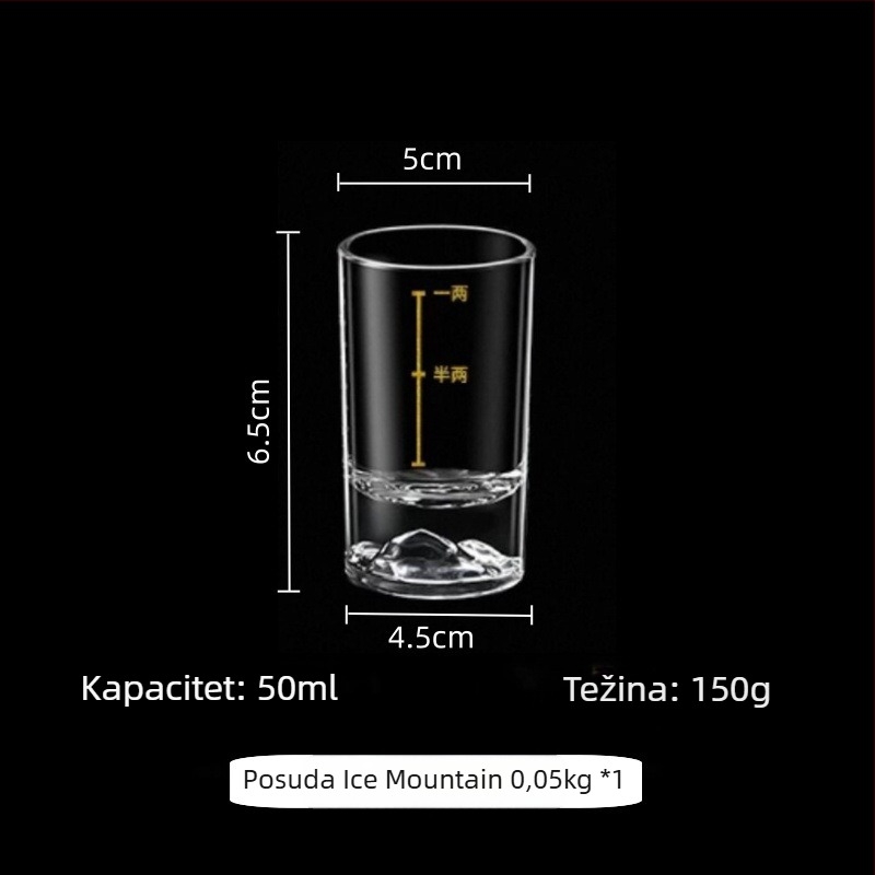 Čaša za alkoholna pića sa skalom, stakleni materijal, moderni minimalistički stil, prilagodljiva, težina 175 g
