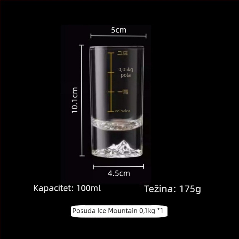 Čaša za alkoholna pića sa skalom, stakleni materijal, moderni minimalistički stil, prilagodljiva, težina 175 g