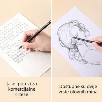 Drvena šesterouglasta olovka HB/2B za pisanje i skice