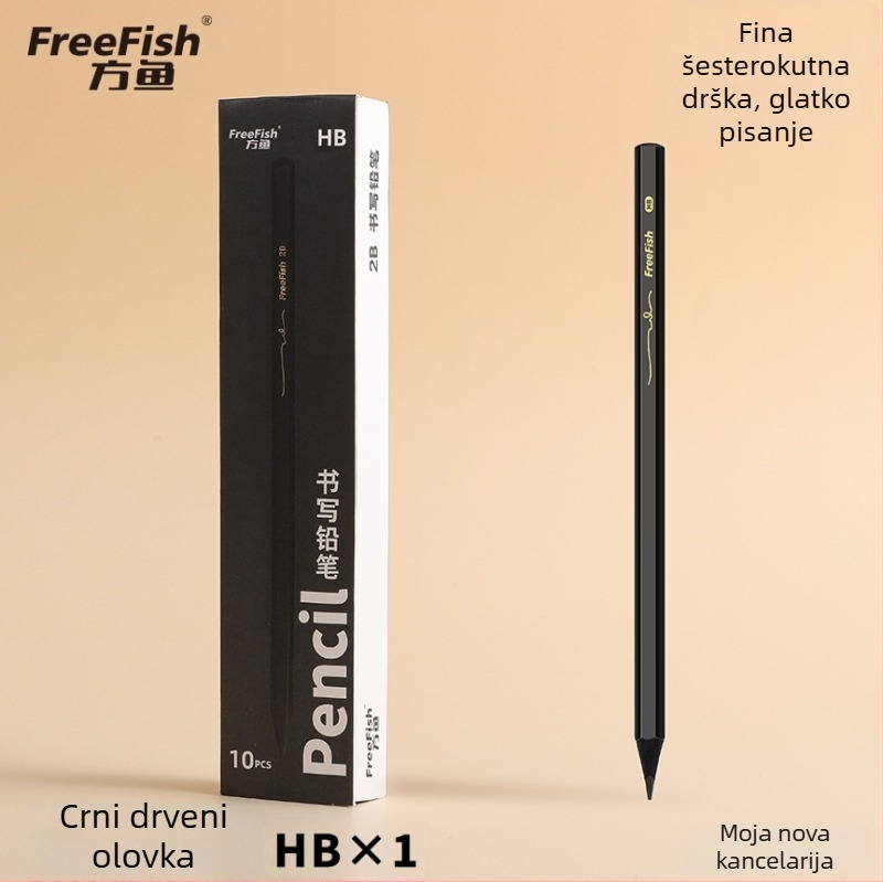 Drvena šesterouglasta olovka HB/2B za pisanje i skice