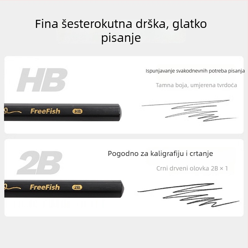 Drvena šesterouglasta olovka HB/2B za pisanje i skice