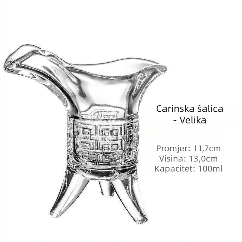 Antička trokraka čaša za vino u retro luksuznom stilu, staklena, mogućnost prilagodbe i otiska logotipa, pakiranje u papirnatu kutiju