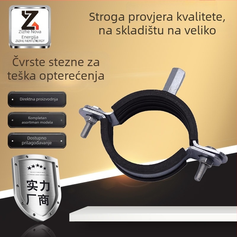 Teška cijevna stezaljka s gumom za odvodne cijevi, metalni nosač s navojem