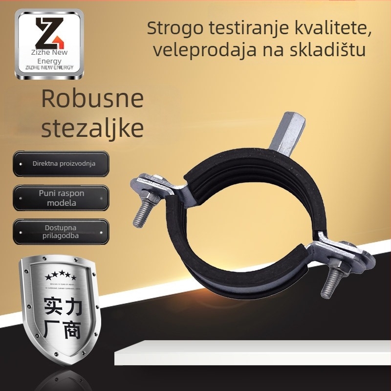 Teška cijevna stezaljka s gumom za odvodne cijevi, metalni nosač s navojem