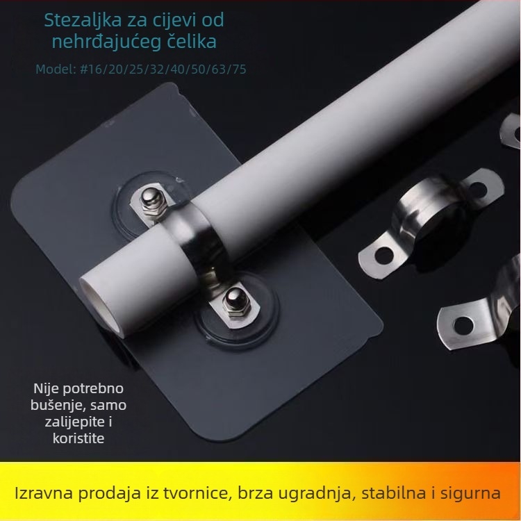 Držač cijevi od nehrđajućeg čelika za kupaonicu, U-oblik sedla za kabelske i plinske cijevi, za četvrtasti cijev promjera 1/2 inča