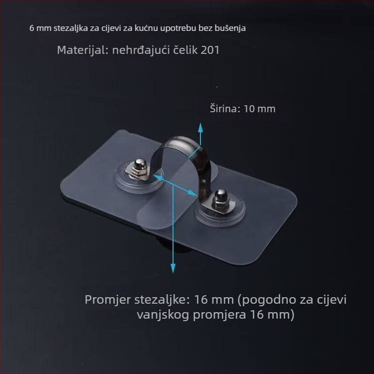 Držač cijevi od nehrđajućeg čelika za kupaonicu, U-oblik sedla za kabelske i plinske cijevi, za četvrtasti cijev promjera 1/2 inča