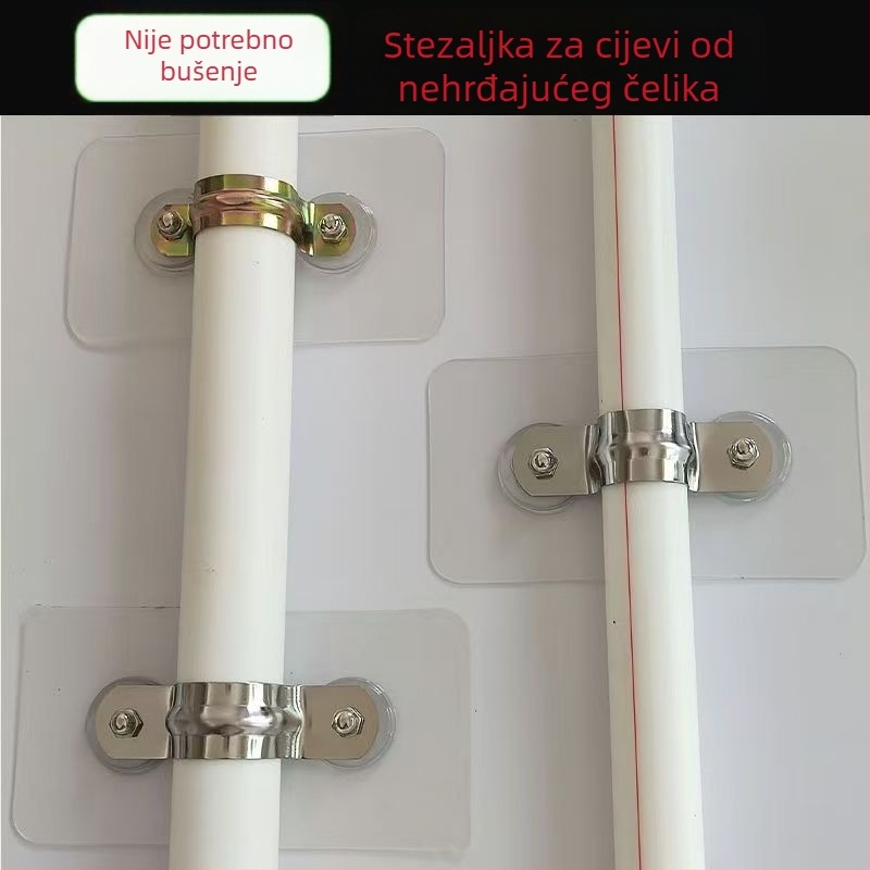 Držač cijevi od nehrđajućeg čelika za kupaonicu, U-oblik sedla za kabelske i plinske cijevi, za četvrtasti cijev promjera 1/2 inča