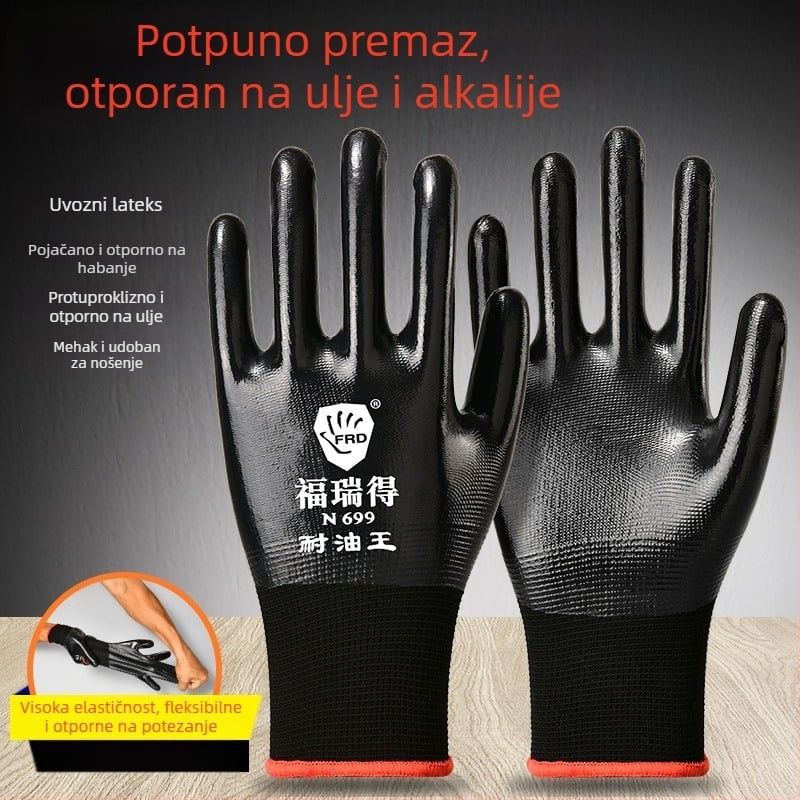 Zaštitne rukavice s nitrilnim premazom, otporne na ulje, debele, otporne na habanje, visoke elasticnosti, otporne na rezanje – Fred; Težina: 58; Primjena: rad na mehaničkoj opremi, alatima, održavanje strojeva