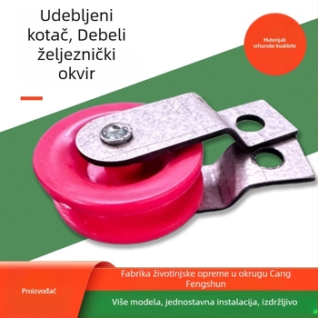 Kladka od aluminiziranog željeza, vanjski promjer 47 mm, promjer osovine 47 mm, radijus utora za užad 8 mm.