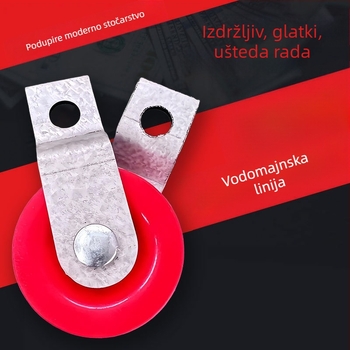 Kladka od aluminiziranog željeza, vanjski promjer 47 mm, promjer osovine 47 mm, radijus utora za užad 8 mm.
