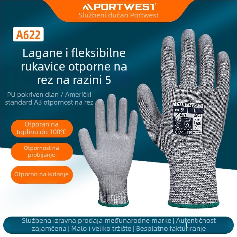 Portwest HPPE rukavice protiv rezanja s PU premazom na dlanu, izolirane, EN 388 razina 5