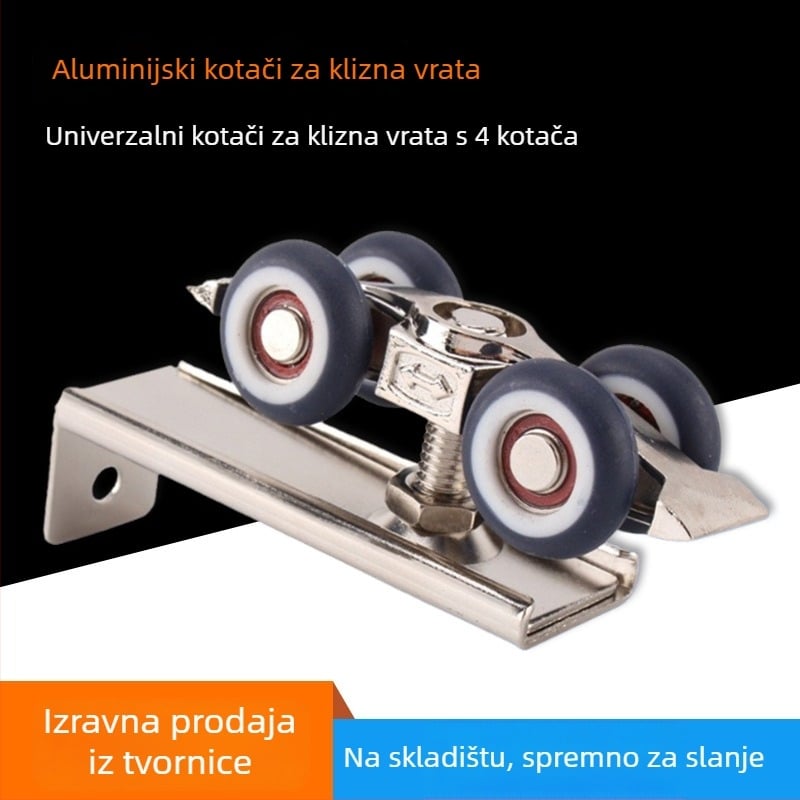 4-kotačni viseći kotač za klizna vrata, cinkova legura, tih rad, najlon kotač