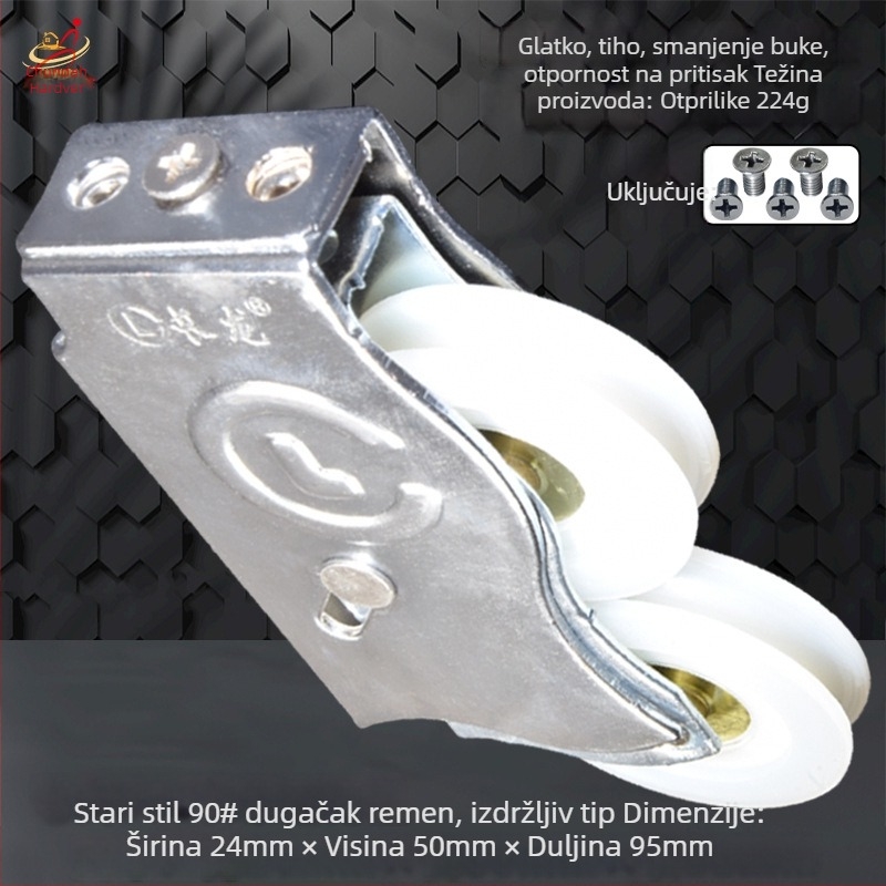 Jianruida Old 90 tip kotača za aluminijska vrata, teška klizna vrata, vanjski promjer 41 mm, promjer osovine 42 mm, kromirani željezni okvir s nylonnim kotačićem i bakrenim jezgrom, nosivost 80 kg