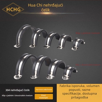 Kabelska spona od nehrđajućeg čelika s gumom trakom, prilagodljiva, za kabelske snopove, marka Huachi