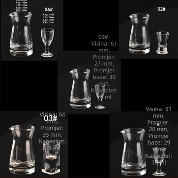 Nora Weil staklena čaša za žestoke napitke, 7-dijelni darovni set, kapacitet 1–100 ml, suvremeni minimalistički dizajn s cvjetnim motivom, tiskano logo, poklon kutija