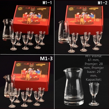 Nora Weil staklena čaša za žestoke napitke, 7-dijelni darovni set, kapacitet 1–100 ml, suvremeni minimalistički dizajn s cvjetnim motivom, tiskano logo, poklon kutija