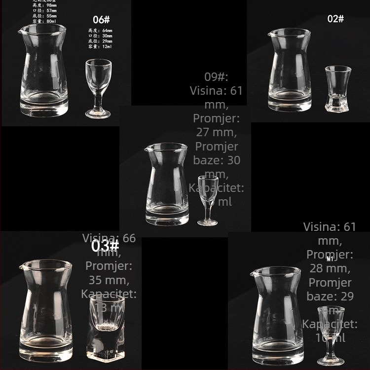 Nora Weil staklena čaša za žestoke napitke, 7-dijelni darovni set, kapacitet 1–100 ml, suvremeni minimalistički dizajn s cvjetnim motivom, tiskano logo, poklon kutija