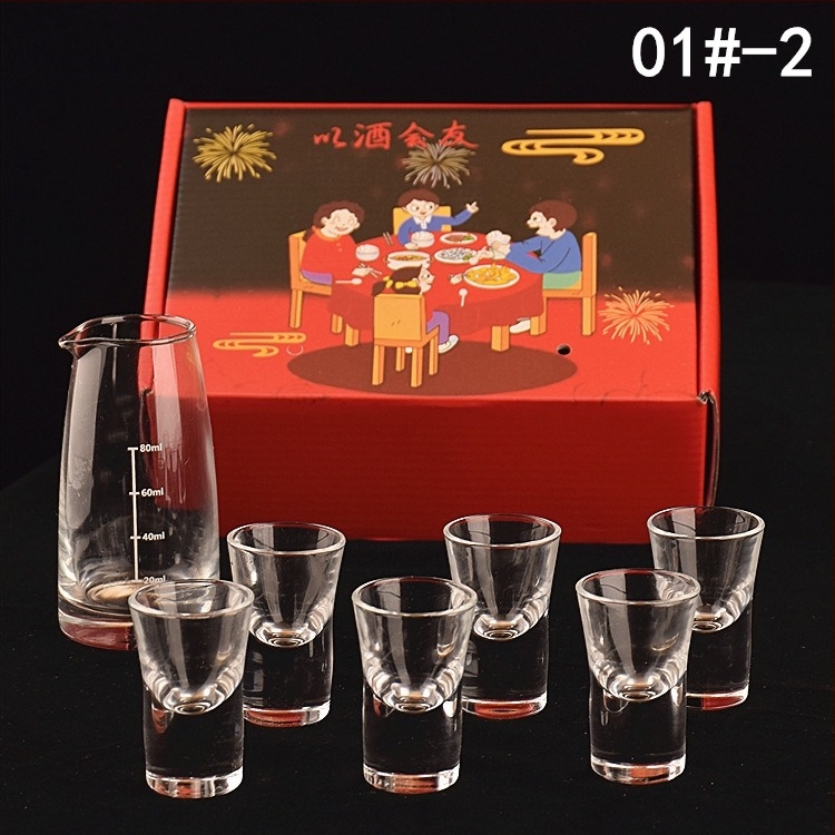 Nora Weil staklena čaša za žestoke napitke, 7-dijelni darovni set, kapacitet 1–100 ml, suvremeni minimalistički dizajn s cvjetnim motivom, tiskano logo, poklon kutija