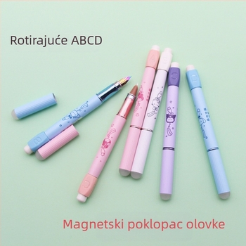 Roche magnetsko rotirajuće izbrisivo pero za učenike osnovne škole, ultra tanke šarene vrhove, zamjenjivi veliki i mali vrhovi, metalno kućište, spremnik tinte, 12 komada u kutiji